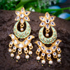 Sukkhi Adorable Green Mint Kundan Gold Plated Pearl Chandbali Earring for Women