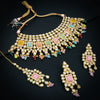 Sukkhi Splendid Glimmery Kundan Gold Plated Multi Colour Pearl Choker Necklace Set for Women