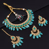 Sukkhi Stylish Fashionable Kundan Gold Plated Blue Pearl Choker Necklace Set for Women