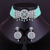 Sukkhi Stunning Splendid Rhodium Plated Blue Pearl Choker Necklace Set for Women