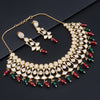 Sukkhi Sparkling Kundan Gold Plated Red & Green Pearl Choker Necklace Set for Women