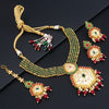 Sukkhi Incredible Kundan Gold Plated Green & Red Pearl Choker Necklace Set for Women