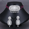 Sukkhi Glimmery CZ Rhodium Plated Pearl Choker Necklace Set for Women