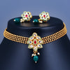 Sukkhi Sober Floral Kundan Gold Plated Pearl Choker Necklace Set for Women