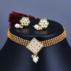 Sukkhi Square Design Kundan Gold Plated Pearl Choker Necklace Set for Women