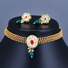 Sukkhi Oval Design Kundan Gold Plated Pearl Choker Necklace Set for Women