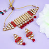 Sukkhi Classic Red Mint Kundan Gold Plated Red Pearl Choker Necklace Set for Women