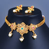 Sukkhi Blossomy Floral Kundan Gold Plated Pearl Choker Necklace Set for Women