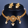 Sukkhi Glorious Graceful Kundan Gold Plated Pearl Choker Necklace Set for Women