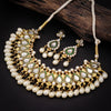 Sukkhi Brilliant Gold Plated Kundan & Pearl Choker Necklace Set For Women