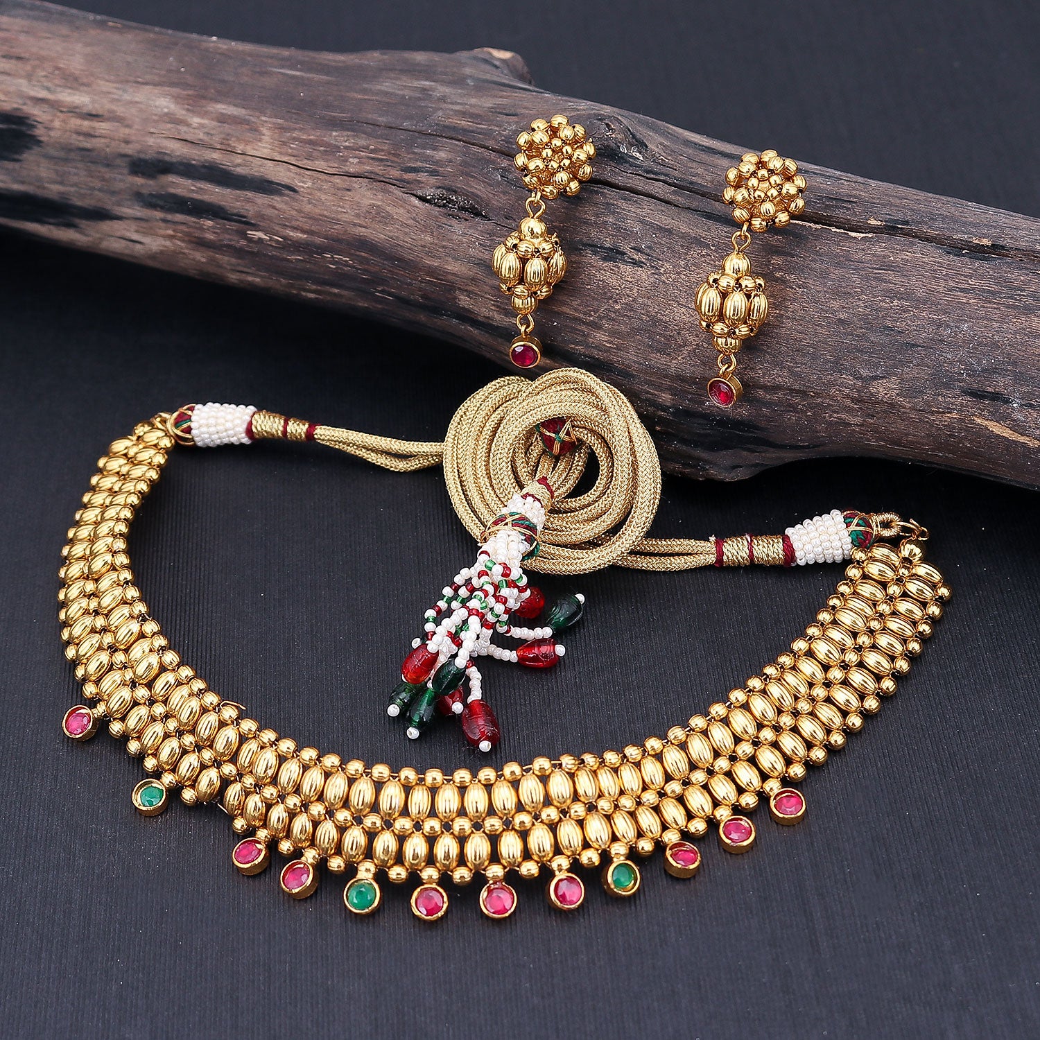 Sukkhi Sleek Gold plated AD Stone Necklace Set 