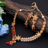 Sukkhi Floral Gold Plated Kundan & Pearl Choker Necklace Set For Women